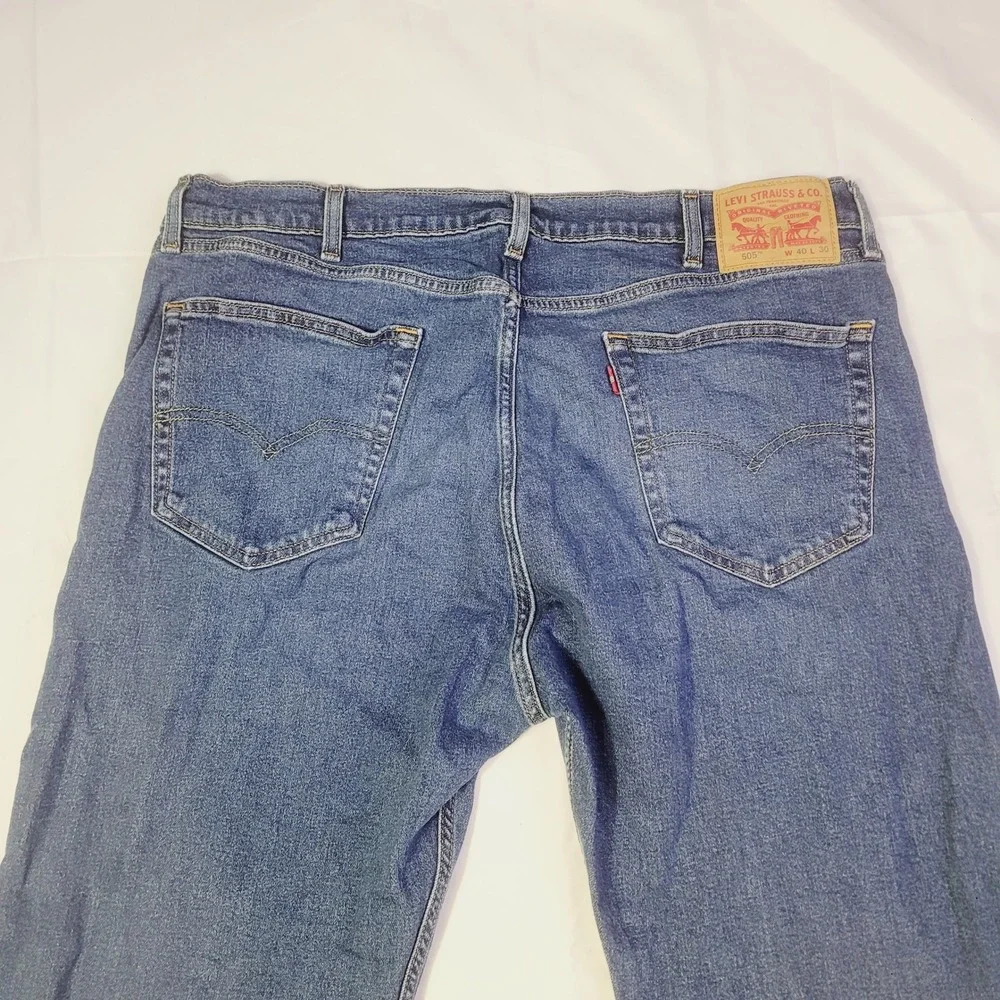 Levi's Men's 505 Regular Fit Jeans 40x32 Blue Straight Leg Denim D72